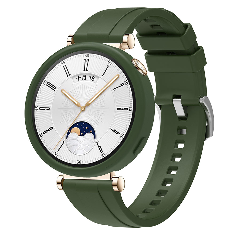 For Huawei Watch GT 4 41mm Replacement Silicone Band with Watch Case - Black For Huawei Watch GT 4 41mm Replacement Silicone Band with Watch Case - Black